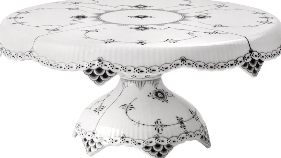 Sort Musselmalet Halvblonde Fad på fod 31 cm-Royal Copenhagen Outlet