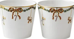 Royal Copenhagen Skåle & Fade|Julestel>Stjerne Riflet Jul 7 cm. skåle 2 stk.