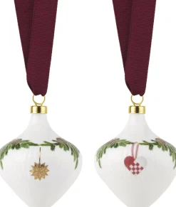 Royal Copenhagen Juletræspynt>Stjerne Riflet Jul ornament sæt, 8,5 cm. , 2 stk.