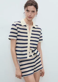Dame MANGO Shorts>Striped crochet shorts