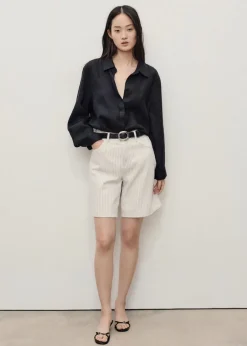 Dame MANGO Shorts>Striped denim shorts