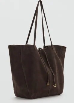 Suede leather shopper bag-MANGO Online