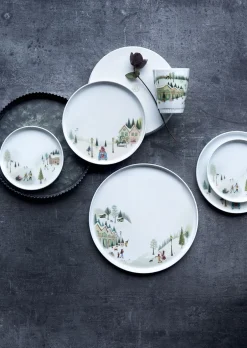 Outlet Tallerken flad lige kant Vinter 20 cm Hvid Ovnfast porcelæn Tallerkener