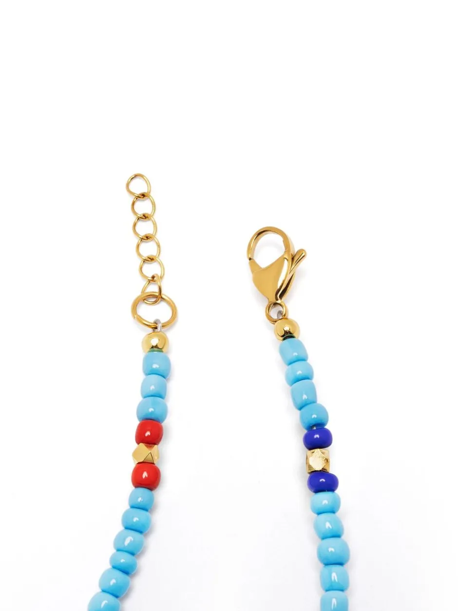 Nialaya Smykker>The Mykonos Collection - Vintage Turquoise, Red and Blue Glass Beads