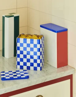 Hay Opbevaring>Tin Container-Large-Blue and off-wh