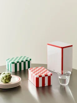 Hay Opbevaring>Tin Container-Small-Red and off-whi