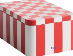 Tin Container-Small-Red and off-white-Hay Clearance