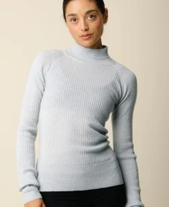 Dame Cartel Copenhagen Cashmere|Strik>Vilda turtleneck cashmere blend sweater - Clear