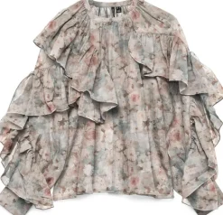 VMSABRINA LS O-NECK FLOUNCE TOP WVN-Vero Moda Online