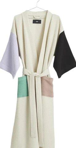 Outlet Waffle Bathrobe-Off-white multi Dame Morgenkåber & Kimonoer