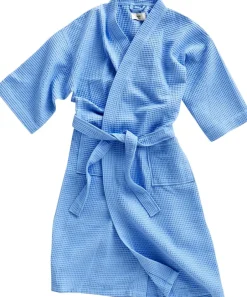 Hot Waffle Bathrobe-Sky blue Dame Morgenkåber & Kimonoer
