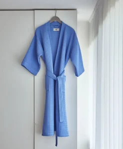 Hot Waffle Bathrobe-Sky blue Dame Morgenkåber & Kimonoer