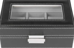 Ditur Ure>Watch Box 3 Watches Black Synthetic