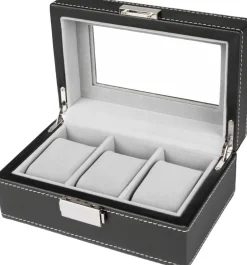 Ditur Ure>Watch Box 3 Watches Black Synthetic
