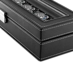 Best Watch Box 6 Watches Black Synthetic Ure