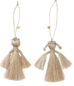 Hot Wing Angels - Set of 2 - Natural Juletræspynt