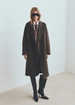 Outlet Wool-blend micro-houndstooth coat Dame Jakker & Frakker