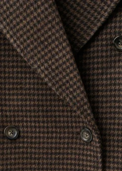 Outlet Wool-blend micro-houndstooth coat Dame Jakker & Frakker