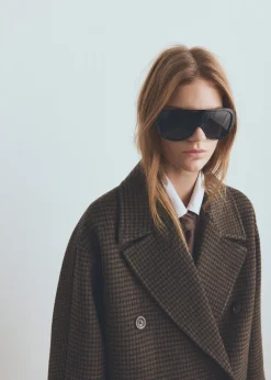 Outlet Wool-blend micro-houndstooth coat Dame Jakker & Frakker