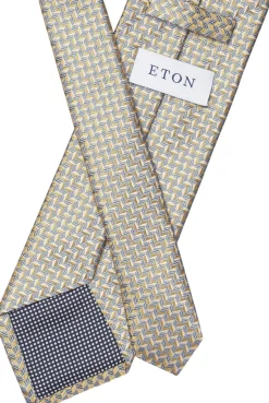 ETON Slips & Accessories>Yellow Geometric Woven Silk Tie